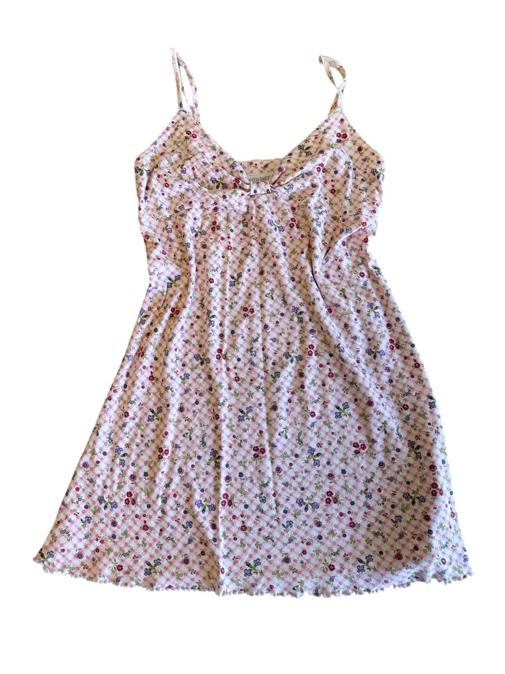 Vintage 90s y2k Kathy Ireland gingham floral mini nightgown dress